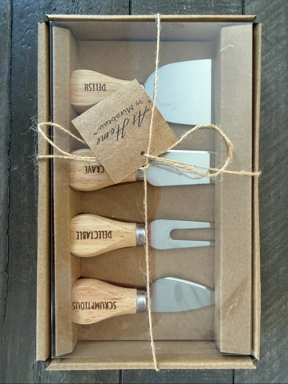 Wood Handle Cheese Knife Set with Natural Beige Handles